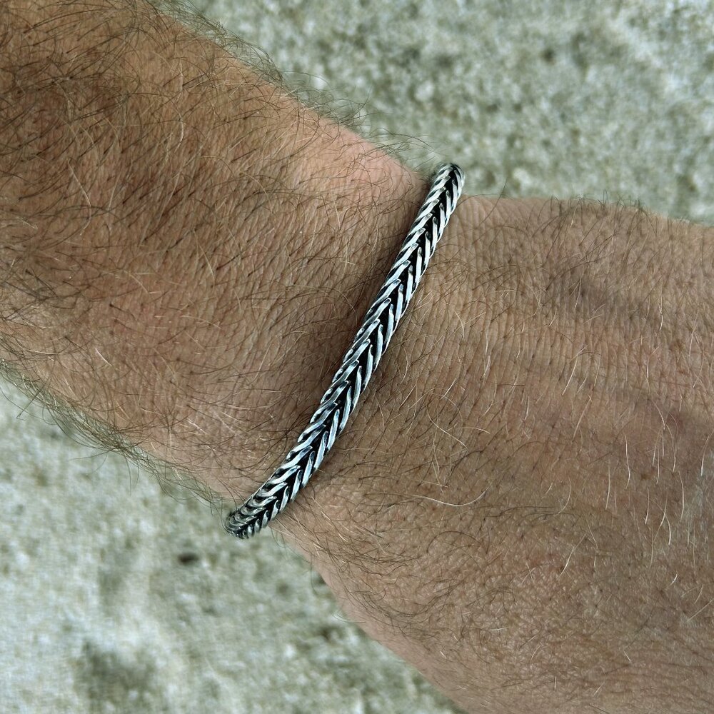 Sterling Silver Braided Wheat Chain Bracelet